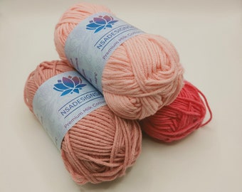 Premium Milk Cotton Yarn 3 Pack 5ply 50g Knitting, Crochet, Amiguriri, Soft Craft Yarn