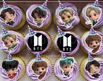 BTS Tinytan cake / cupcake topper , BTS cartoon chibi minuscule tan décoration de fête d'anniversaire (téléchargement numérique)