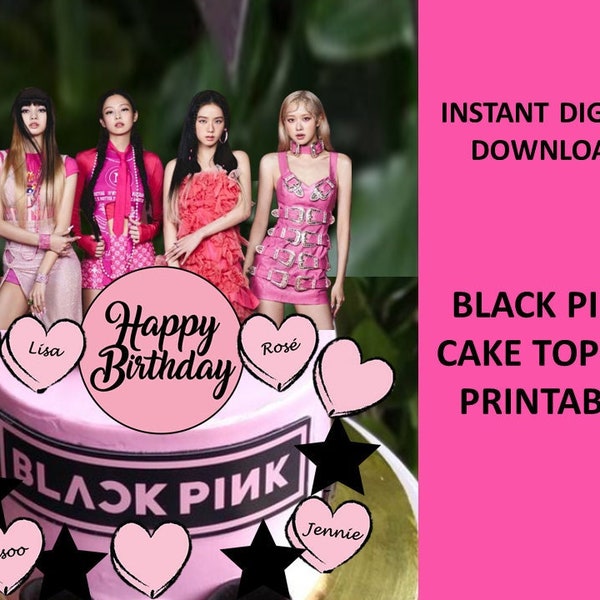 Black Pink Cake topper printable, diy kpop centerpiece