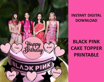 Black Pink Cake topper printable, diy kpop centerpiece