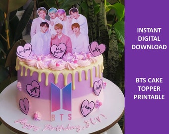 BTS cake topper, Kpop instant digital download or printable