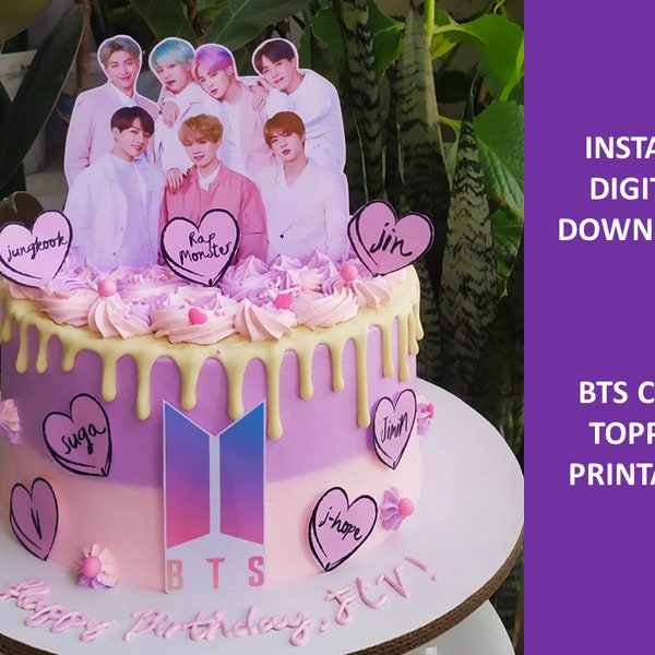 BTS cake topper, Kpop instant digital download or printable