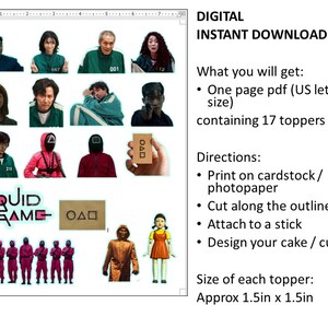 Squid game cake / cupcake topper / centerpiece birthday party | Etsy