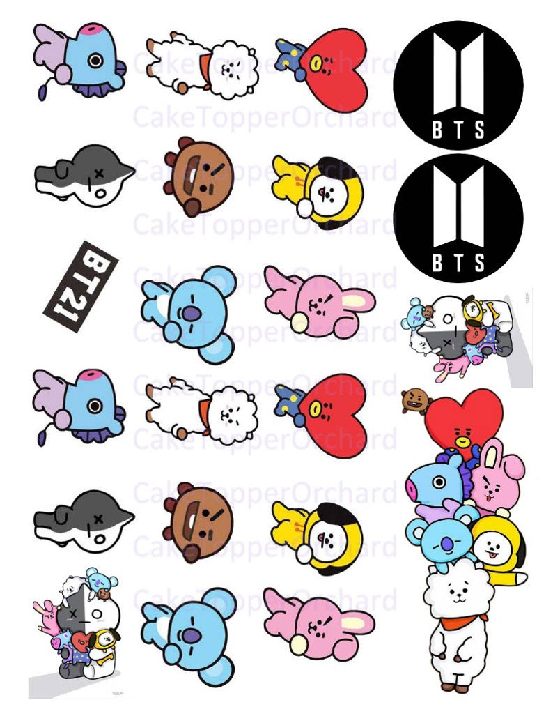 BT21 BTS Cupcake / Cake topper Digital download | Etsy