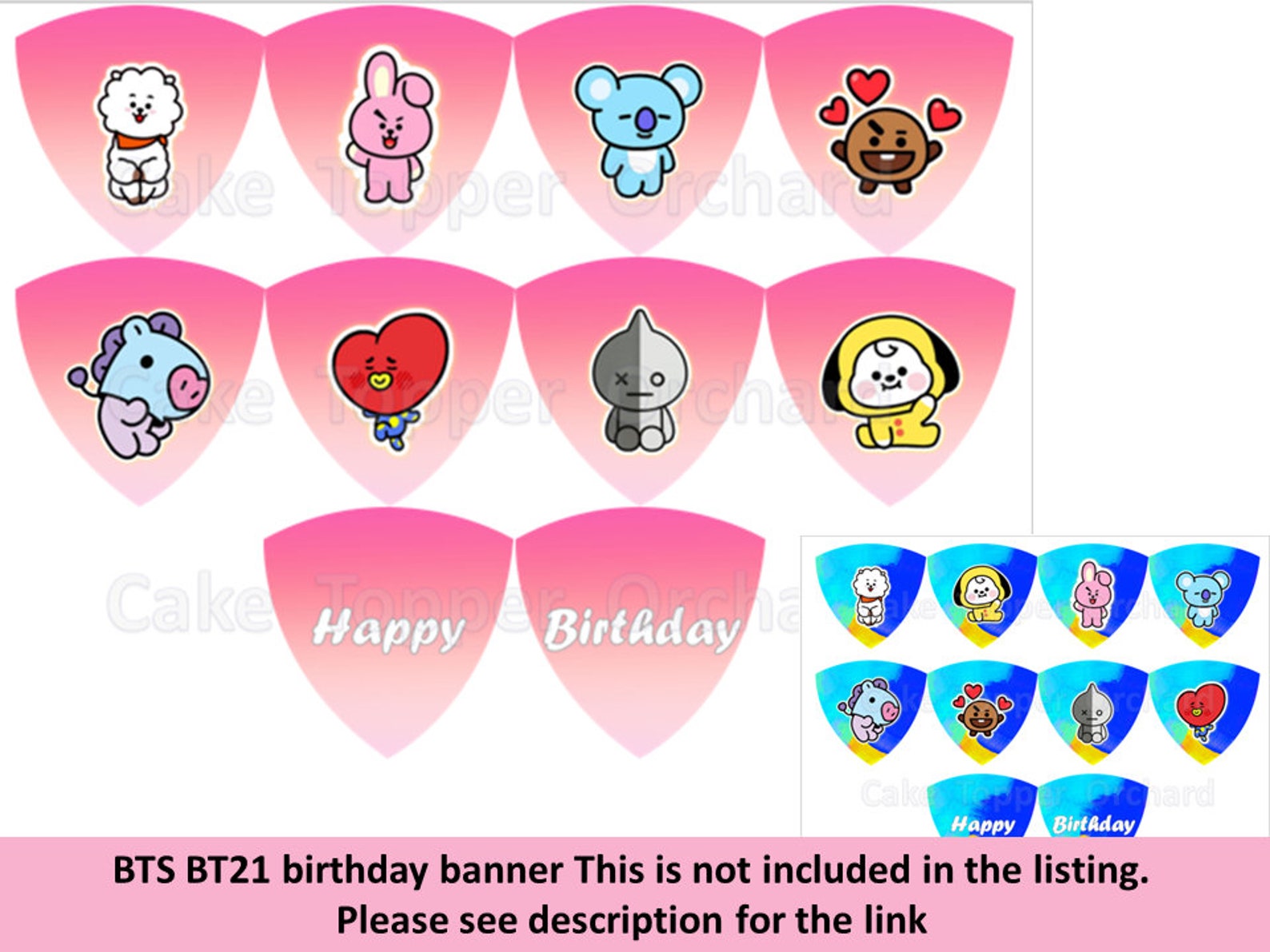 BT21 BTS Cupcake / Cake topper Digital download | Etsy