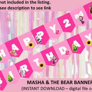 Masha and the Bear Cake & Cupcake topper printable, digital download zdjęcie 8