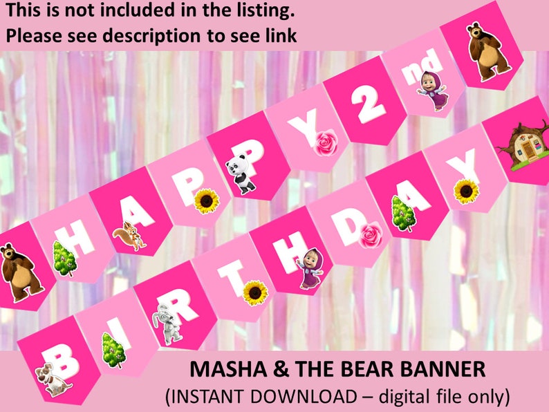 Masha and the Bear Cake & Cupcake topper printable, digital download zdjęcie 8