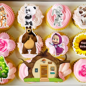 Masha and the Bear Cake & Cupcake Topper druckbare, digitaler Download Bild 2