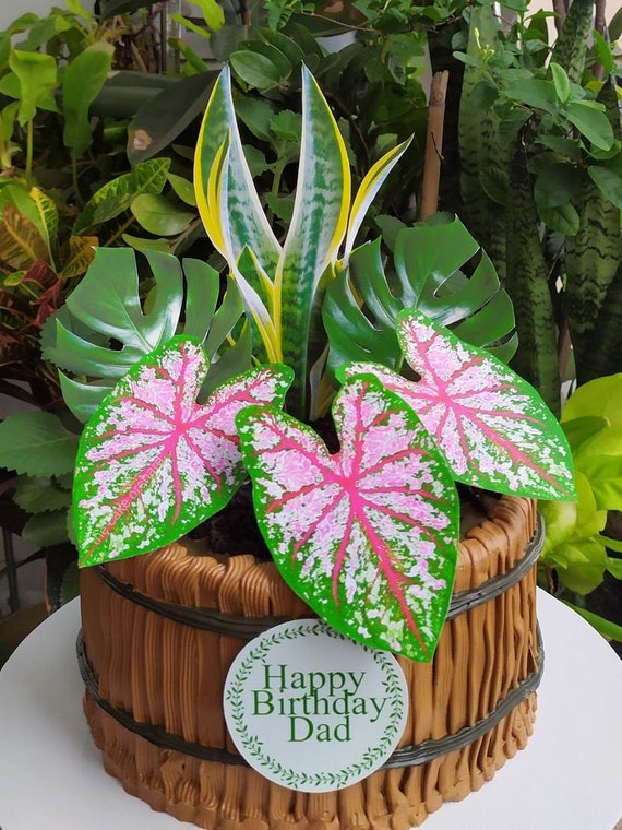 Plant Leaves Plant Lovers Birthday Cake Topper Digital Download