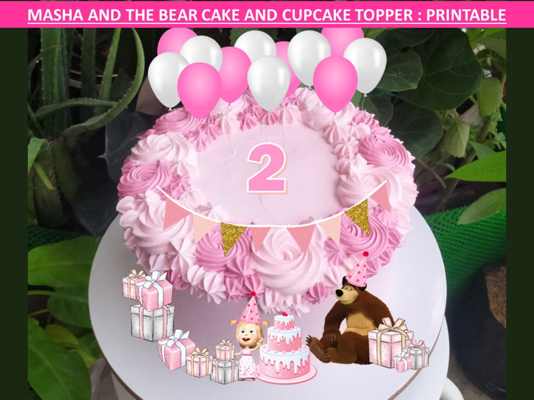 Masha and the Bear Cake &amp; Cupcake Topper Printable, Digital Download - Etsy