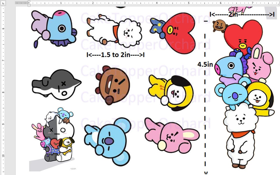 BT21 BTS Cupcake / Cake topper Digital download | Etsy