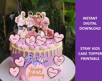 Stray Kids Cake topper printable, diy kpop centerpiece