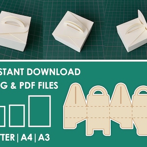 Gift Box with Handle Template, Small Size, SVG, PDF, 8.5x11, A4, A3 Sheet Instant Download