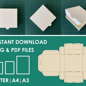 Gift Box Template, No Glue Box, SVG, PDF, 8.5x11, A4, A3 Sheet Instant Download