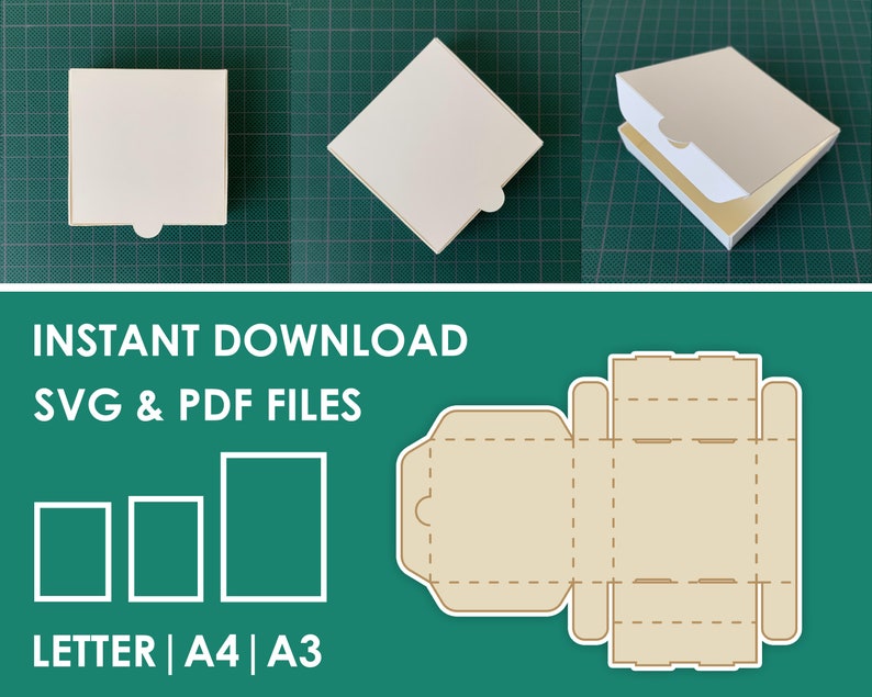 Gift Box Template, No Glue Box, SVG, PDF, 8.5x11, A4, A3 Sheet Instant