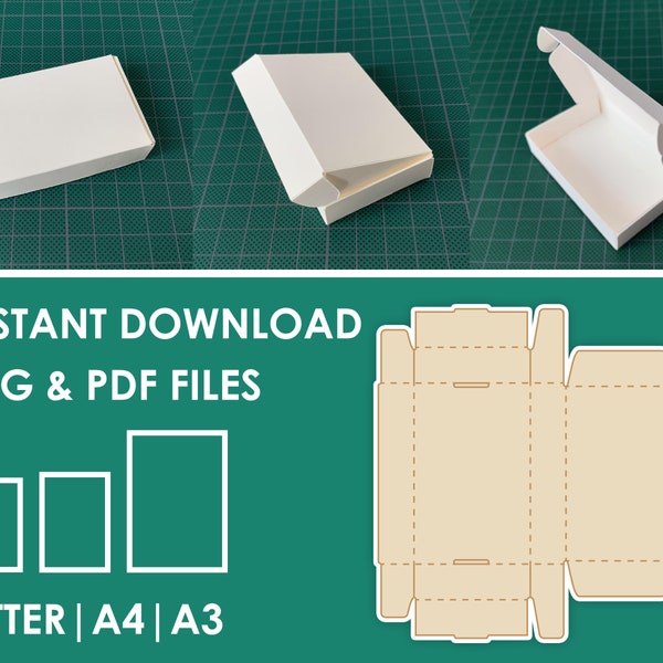 Rechteckige Verpackungsschablone SVG, PDF, 8,5x11, A4, A3 Sheet Instant Download