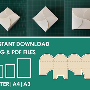 Square Gift Box Template, Small Size, SVG, PDF, 8.5x11, A4, A3 Sheet Instant Download