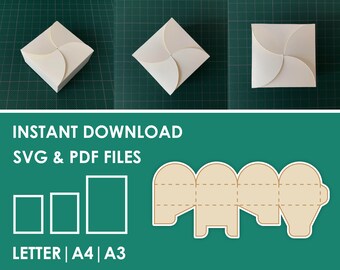Square Gift Box Template, Small Size, SVG, PDF, 8.5x11, A4, A3 Sheet Instant Download