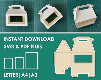 Window Gable Box Template SVG, PDF, 8.5x11, A4, A3 Sheet Instant Download