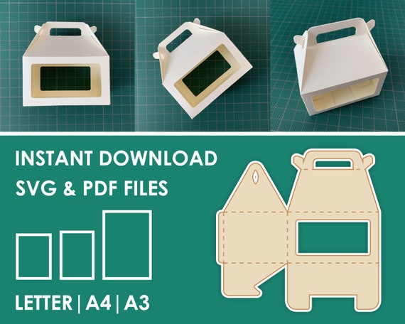 Window Gable Box Template SVG, PDF, 8.5x11, A4, A3 Sheet Instant