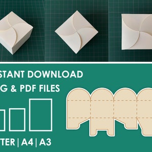 Square Gift Box Template, Medium Size, SVG, PDF, 8.5x11, A4, A3 Sheet Instant Download