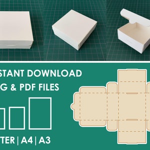 Plantilla de caja de regalo, sin caja de pegamento, SVG, PDF, 8.5x11, A4, A3 Hoja Descarga instantánea