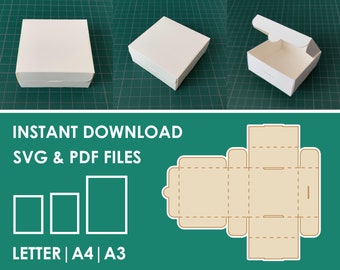 Gift Box Template, No Glue Box, SVG, PDF, 8.5x11, A4, A3 Sheet Instant Download