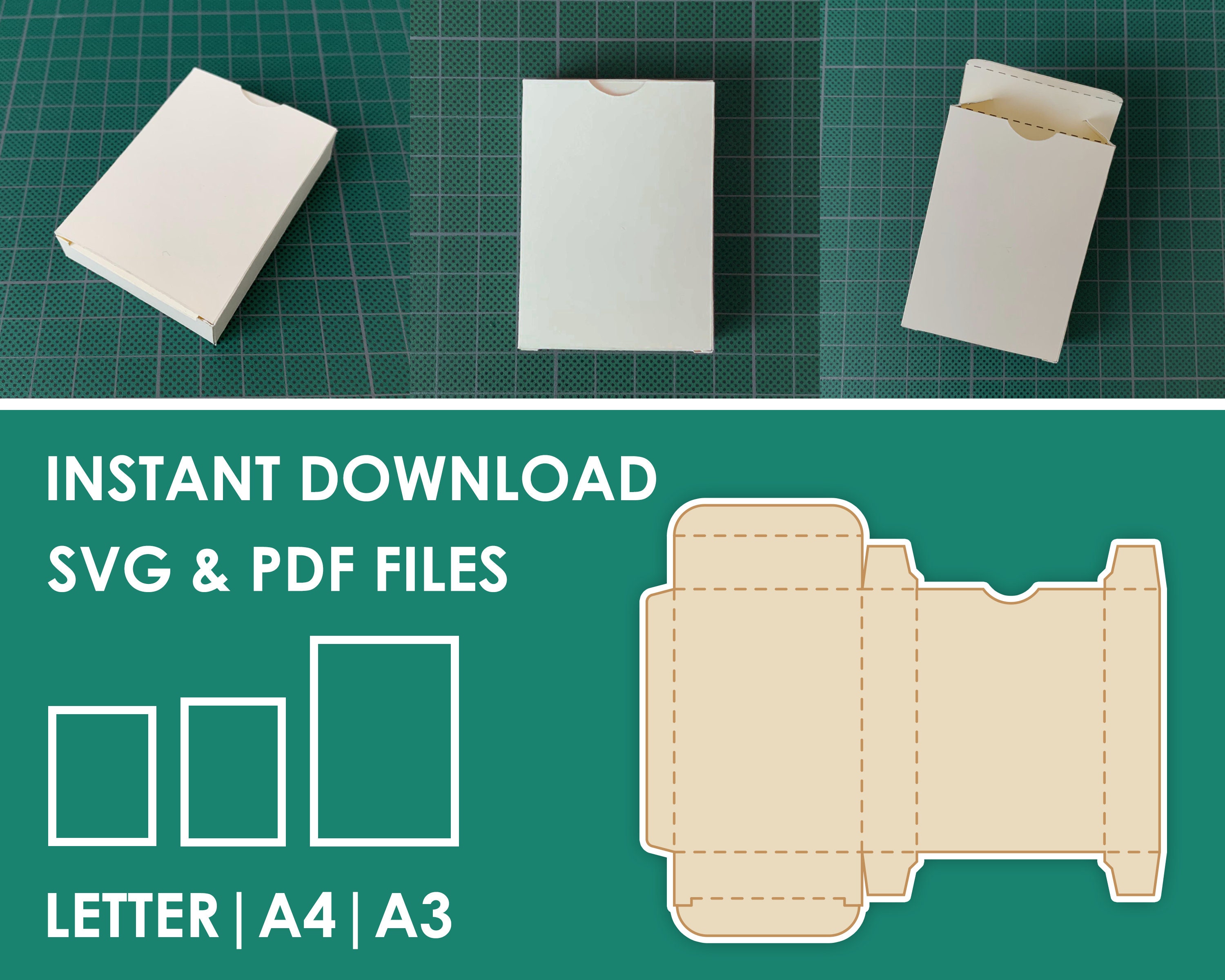 Playing Cards Box Template SVG, PDF, 8.5x11, A4, A3 Sheet Instant Playing Cards Box Template SVG, PDF, 8.5x11, A4, A3 Sheet Instant