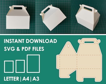 Gable Box Template SVG, PDF, 8.5x11, A4, A3 Sheet Instant Download