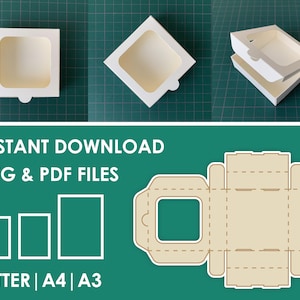 Geschenkbox Vorlage, Fensterbox, keine Klebebox, SVG, PDF, 8.5x11, A4, A3 Sheet Instant Download