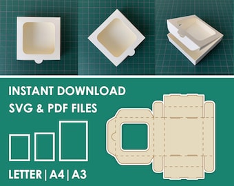 Gift Box Template, Window Box, No Glue Box, SVG, PDF, 8.5x11, A4, A3 Sheet Instant Download