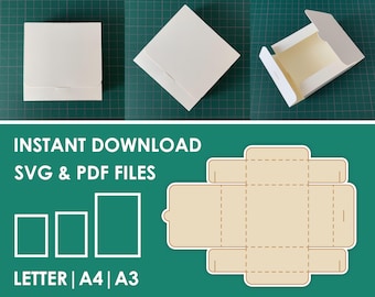 Gift Box Template, No Glue Box, SVG, PDF, 8.5x11, A4, A3 Sheet Instant Download
