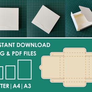 Slim Gift Box Template, No Glue Box, SVG, PDF, 8.5x11, A4, A3 Sheet Instant Download