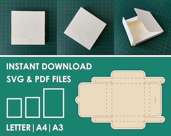 Slim Gift Box Template, No Glue Box, SVG, PDF, 8.5x11, A4, A3 Sheet Instant Download