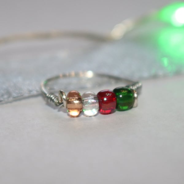 Christmas Ring | Holiday Ring | Christmas Jewelry | Beaded Ring | Red, Green, Gold, Silver Ring| Cheap Christmas Gifts