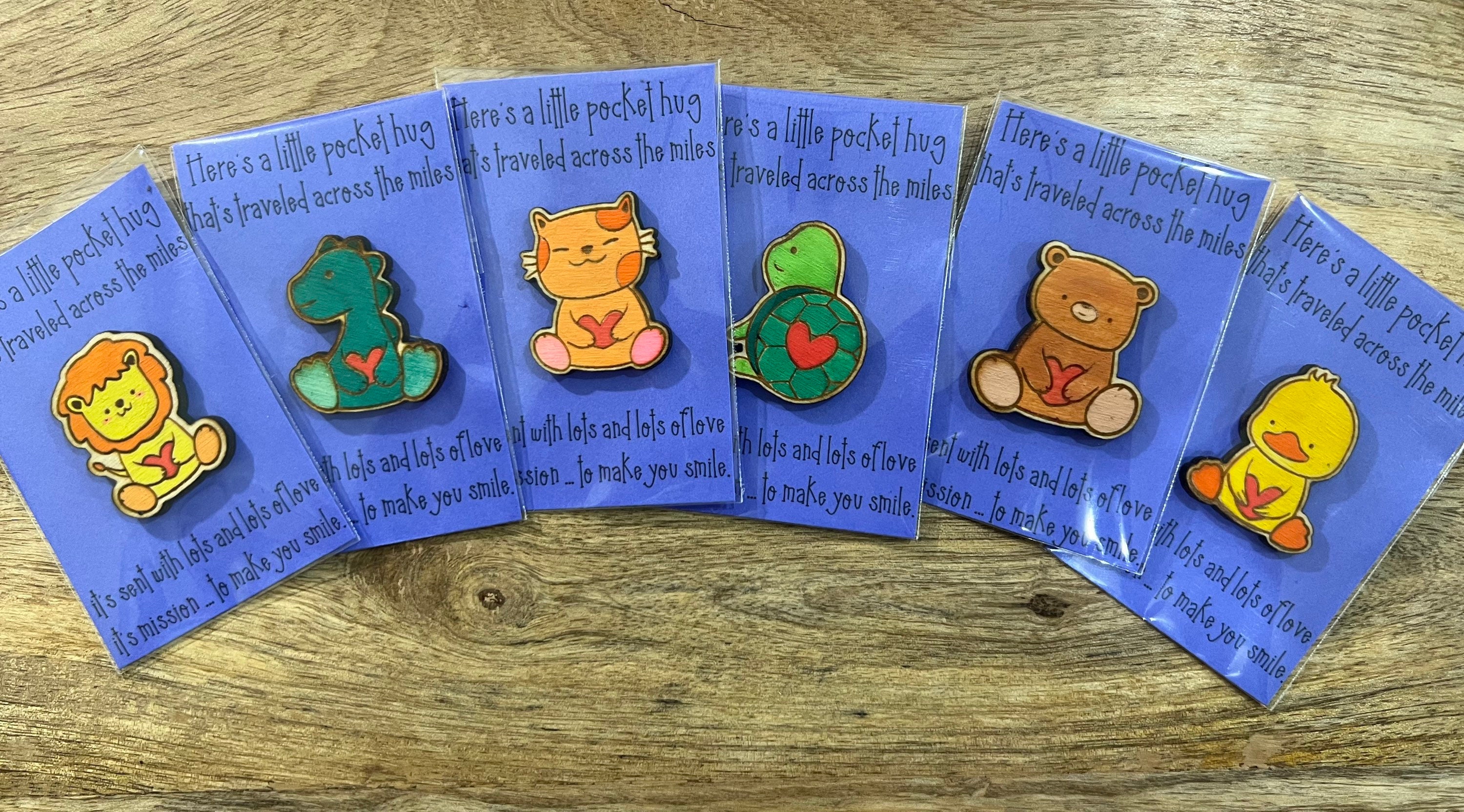 Mini Pocket Hugs, Love Token, Thinking of You Token, Cute Animal, Laser  Engraved and Hand Painted With Poem - Etsy