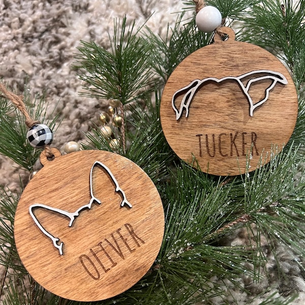 Custom Dog Outline Wood Ornament | Custom Cat Ear Ornament | Custom Pet Ornament | Personalized Dog Ornament | Custom Dog Ear Car Ornament