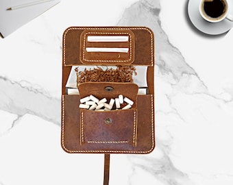 Bolsa de tabaco Estuche de cuero para cigarrillos Rollo de tabaco personalizado Bolsa de tabaco Cartera para fumar Accesorios de tabaco Regalos de Navidad personalizados