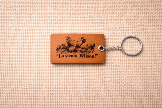 'Lo Siento Wilson' — a Cast Away meme immortalized in premium handmade leather; the kind of absurd pop-culture craft that makes someone laugh out loud before they even unwrap it.