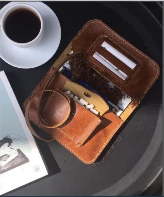 Leather tobacco pouch Cigarette case Tabaktasche Rolling tobacco pouch  Cigarette holder Leather tobacco case Personalized Christmas gifts