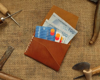 Handmade Vegetable Tanned Calfskin Wallet: Minimalist Leather Cardholder