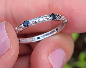 Blue Sapphire and Silver Eternity Ring