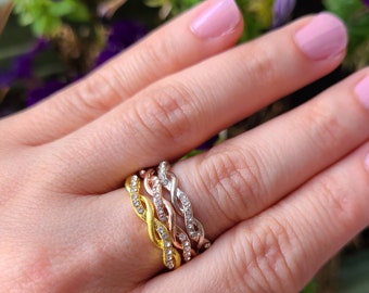 Danity Spiral with CZ ring- different metal color available