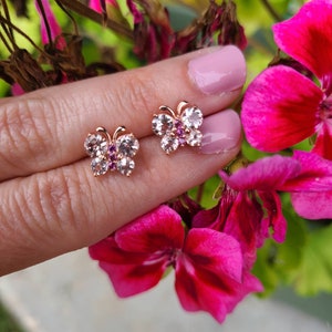 Genuine Morganite 1.00 ct Butterfly Earrings