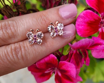 Genuine Morganite 1.00 ct Butterfly Earrings