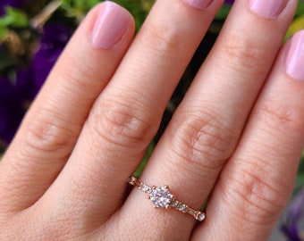Dainty Delicate with CZ ring - different color metal available