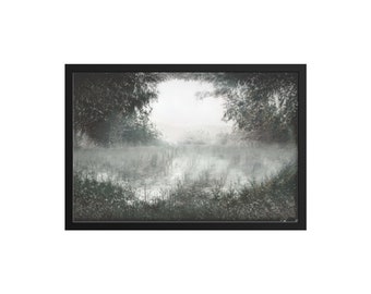 Black and White Abstract Landscape Print, AI Painting, Art Deco Wall Art