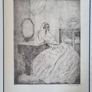 15 x 19 inch Louis Icart (1880-1950) the French Art Nouveau artist rare large antique etching, épreuve d'artiste