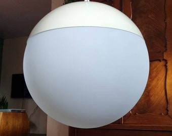 lampada scolastica retrò 14,17" pollici 36 cm ø vetro smerigliato paralume in metallo globo vintage sfera lunare UFO