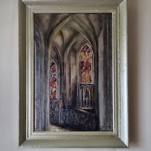 1910s Belgium Church Interior Painting by the Dutch Ko Cossaar